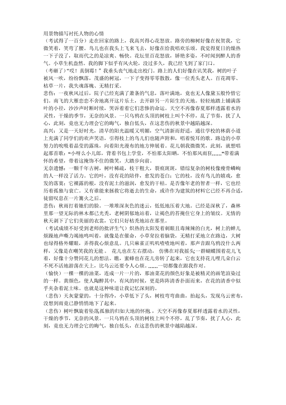 人物描写精彩片段_人物片段描写的句子_片段摘抄人物描写