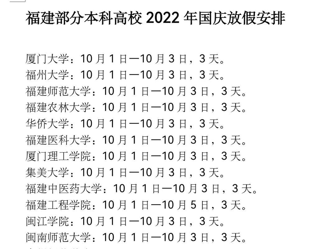 福建高校中秋国庆假期安排_福建高校假期调整_福建农林大学教务管理系统